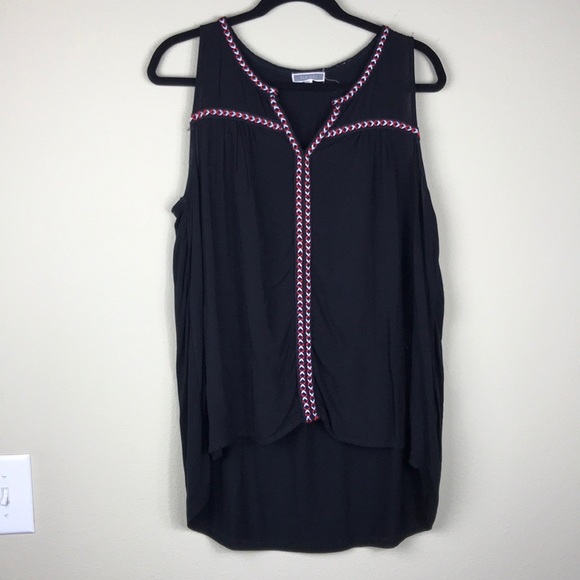 Pleione Tops - Pleione Black Braided Embellished Trimming Tunic